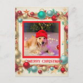 Kerst decoratieve Ornamenten Ballen Foto Feestdagenkaart (Voorkant)