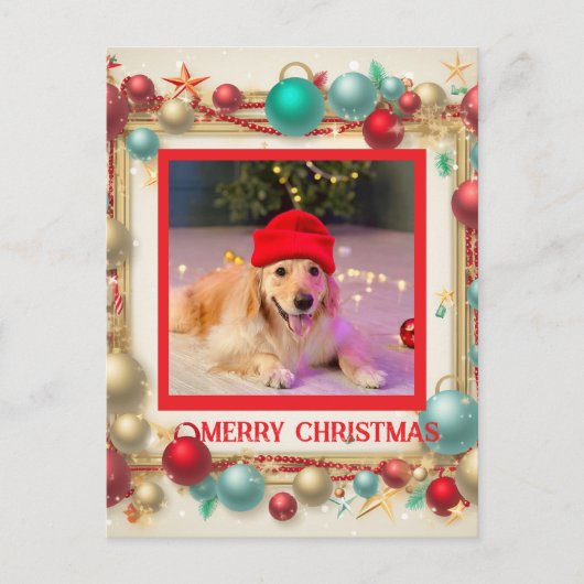 Kerst decoratieve Ornamenten Ballen Foto Feestdagenkaart (Voorkant)