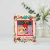 Kerst decoratieve Ornamenten Ballen Foto Feestdagenkaart (Staand voorkant)