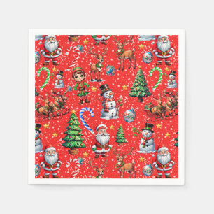 Kerst decoratieve patroon met rode achtergrond servet