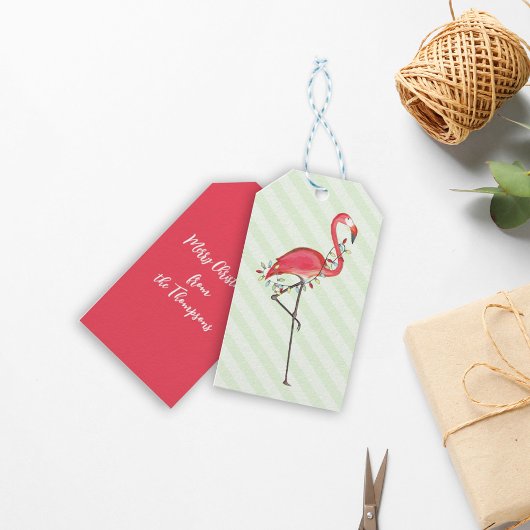 Kerst decoratieve Roze Flamingo Slingerlichtjes Cadeaulabel