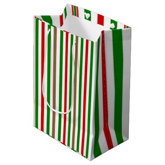 Kerst decoratieve strepen medium cadeauzakje (Voorkant Gekanteld)