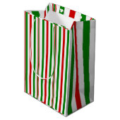 Kerst decoratieve strepen medium cadeauzakje (Achterkant Gekanteld)