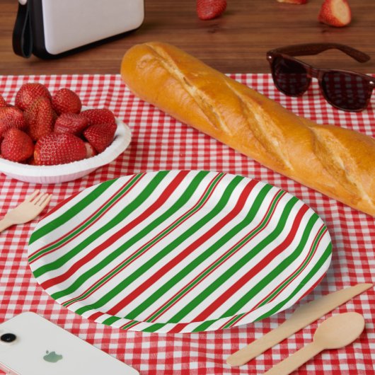 Kerst decoratieve strepen papieren bordje (Picknick)