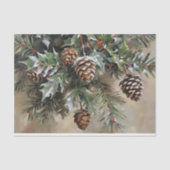 Kerst Decoupage Holly en Pinecones Tissuepapier (Voorkant)