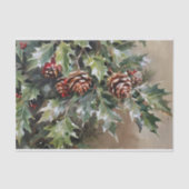 Kerst Decoupage Holly en Pinecones Tissuepapier (Voorkant)
