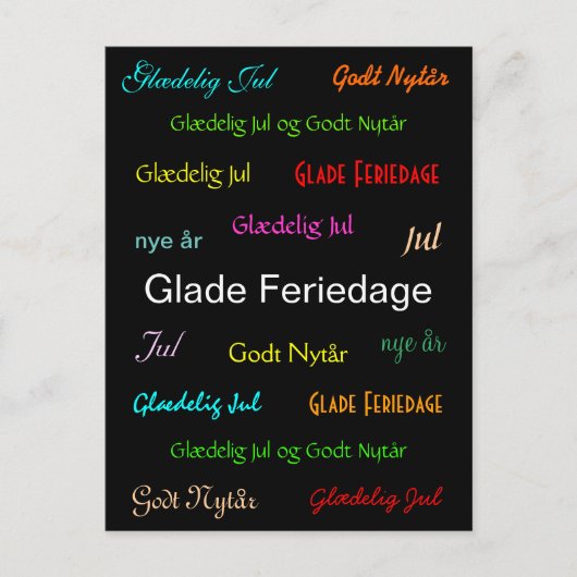 Kerst Deens Glade Feriedage Feestdagenkaart (Voorkant)