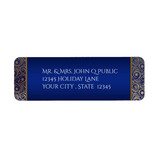 Kerst Deep Blue Gold Snowflake filigraan Etiket (Voorkant)