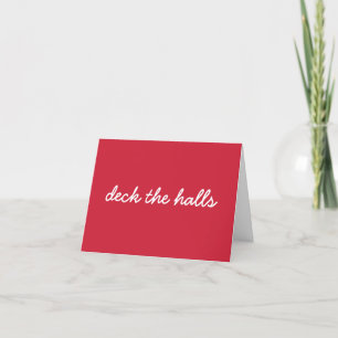 Kerst Dek De Hallen Eenvoudig Schrift Rood Feestdagen Kaart