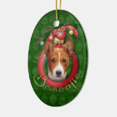 Kerst - Dek de zalen - Basenjis Keramisch Ornament (Links)