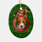 Kerst - Dek de zalen - Basenjis Keramisch Ornament (Achterkant)