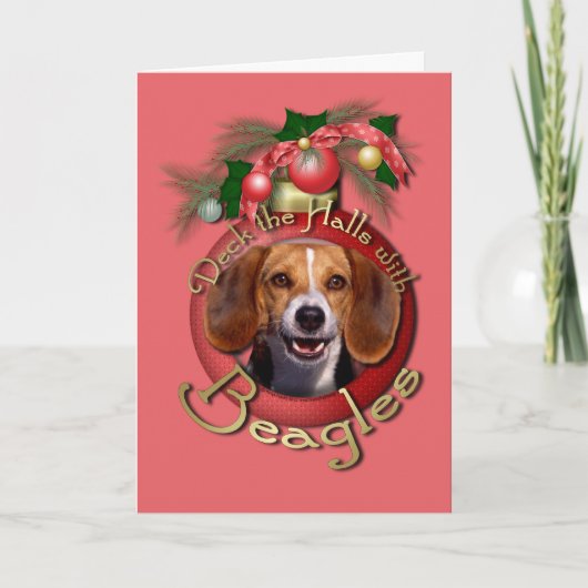 Kerst - Dek de zalen - Beagles Feestdagen Kaart (Voorkant)
