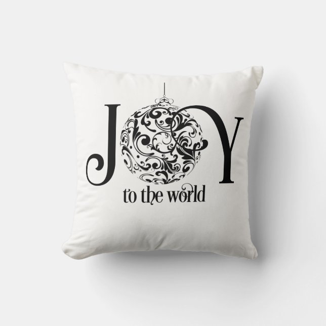 Kerst dek kussen met 'Joy to the world' opdruk (Voorkant)
