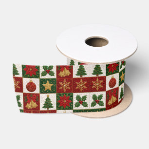 Kerst Dekken Vierkanten Satijnen Lint
