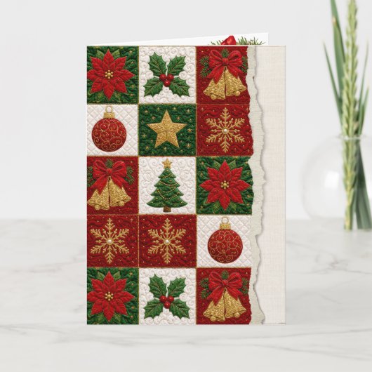 Kerst Dekken Vierkantjes Kaart (Voorkant)
