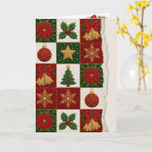 Kerst Dekken Vierkantjes Kaart (Gele Bloem)