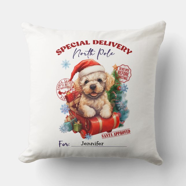 Kerst dekkerpillow met cute poedel kussen (Voorkant)