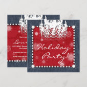 Kerst Denim Diamanten Bruiloft Kroonluchter Bloem  Kaart (Voorkant / Achterkant)