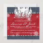 Kerst Denim Diamanten Trouw Kroon Bloem Rood Kaart (Achterkant)