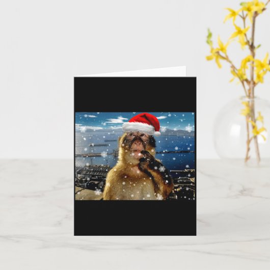 Kerst Denkende Aap Meme Brainrot Kerstcadeau  Kaart (Gele Bloem)