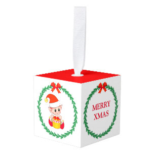 Kerst dennekrans met leuke elf & engel decoratie