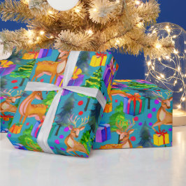 Kerst dennen en herten patroon cadeaupapier