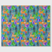 Kerst dennen en herten patroon cadeaupapier (Vlak)