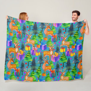Kerst dennen en herten patroon fleece deken
