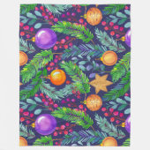 Kerst dennen en ornamenten paarse patroon fleece deken (Voorkant)
