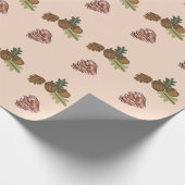 Kerst dennen kegel & takken groen roze patronen cadeaupapier (Hoek)