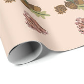 Kerst dennen kegel & takken groen roze patronen cadeaupapier (Rol Hoek)