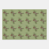 Kerst dennen kegels en takken groene patronen inpakpapier vel (Voorkant 3)