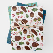 Kerst dennen kegels en takken Waterverf Inpakpapier Vel (In situ)