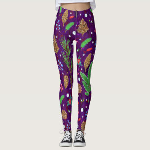 Kerst dennen kegels: feestelijk naadloos leggings