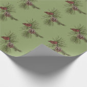 Kerst dennen kegels groene takken bomen patronen cadeaupapier (Hoek)