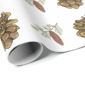 Kerst dennen kegels groene takken bomen patronen cadeaupapier (Rol Hoek)