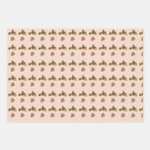 Kerst dennen kegels & takken rood roze patronen inpakpapier vel (Voorkant 2)