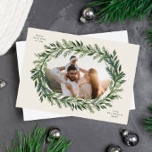 Kerst dennen lijst krans Elegant Een foto Feestdagenkaart