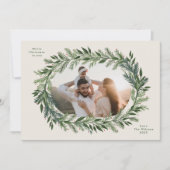 Kerst dennen lijst krans Elegant Een foto Feestdagenkaart (Voorkant)