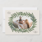 Kerst dennen lijst krans elegante foto feestdagenkaart (Voorkant)