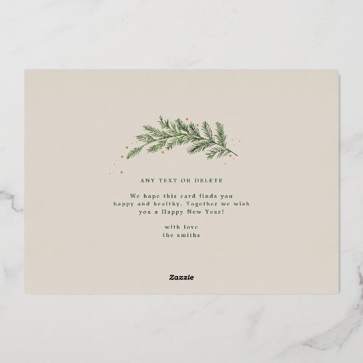 kerst dennen lijst krans elegante foto Goud Folie Feestdagenkaart (Achterkant)