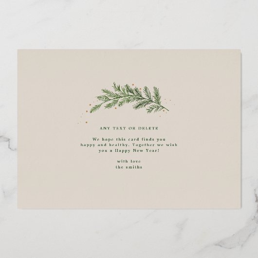 kerst dennen lijst krans elegante foto Goud Folie Feestdagenkaart (Achterkant)