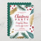 Kerst dennen mistletoe goud waterverf zakelijk kaart (Voorkant / Achterkant)