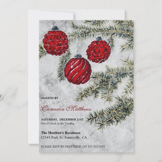 Kerst dennen Ornamenten feestdag Kaart (Achterkant)