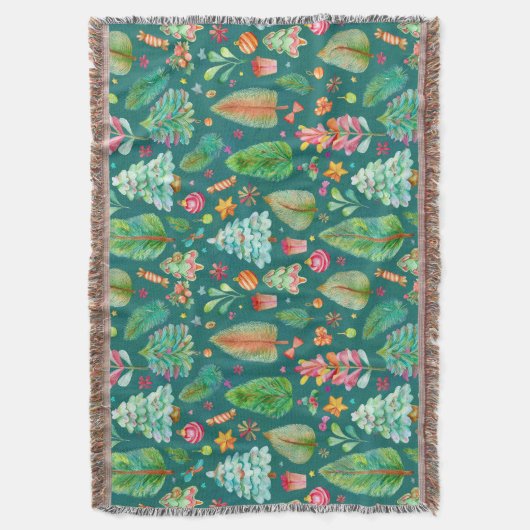 Kerst dennen patroon deken (Voorkant Verticaal)