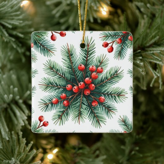 Kerst dennen tak & rode bessen ornament | Rus (Boom)