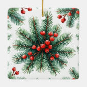 Kerst dennen tak & rode bessen ornament | Rus (Achterkant)
