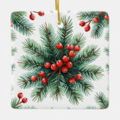 Kerst dennen tak & rode bessen ornament | Rus (Voorkant)