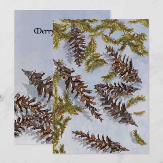 Kerst dennenappel groenblijvende takken kaart (Voorkant / Achterkant)