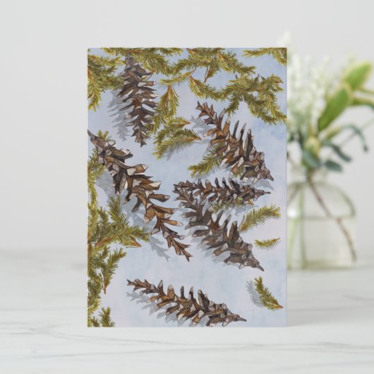 Kerst dennenappel groenblijvende takken kaart (Staand voorkant)